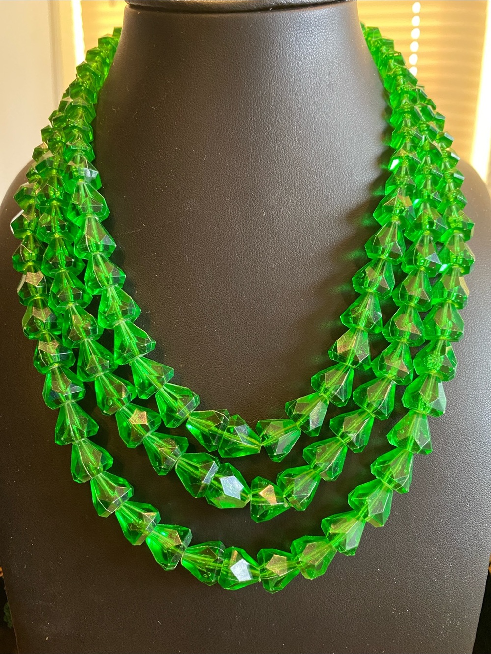 Western Germany Green Multi-Strand Faceted Bead Necklace - Women Jewelry